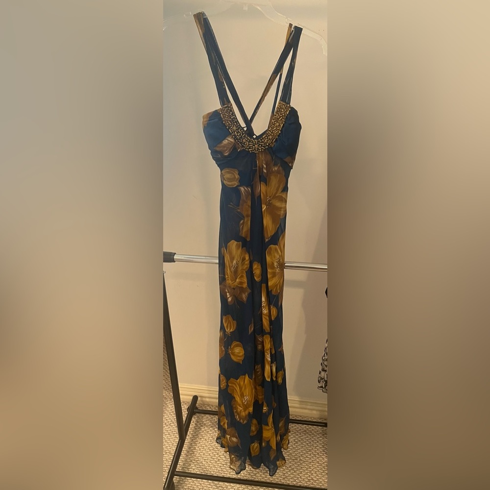 Scoop neck silk dress with wrap back